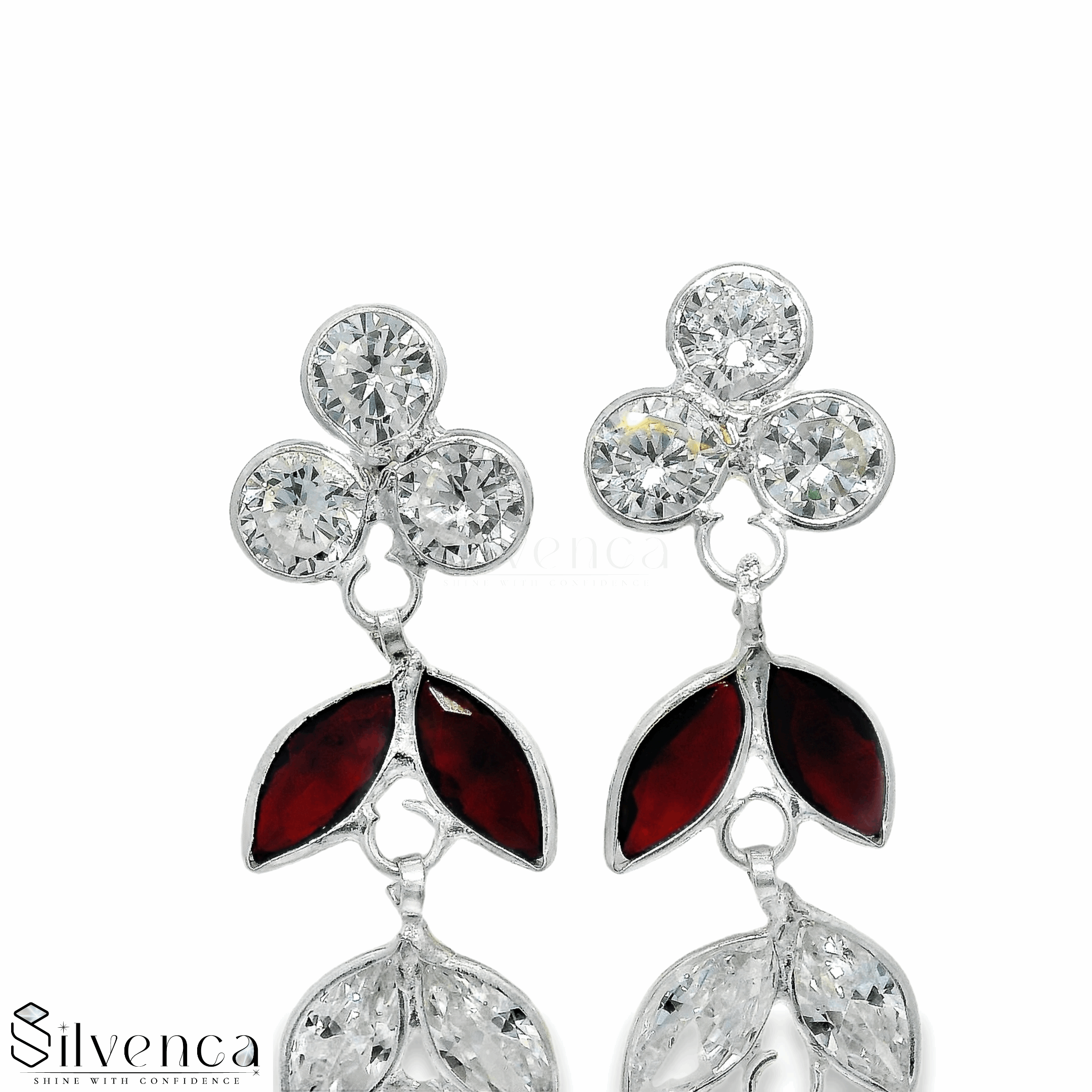 Elegant Floral Drop Earrings - Silvenca