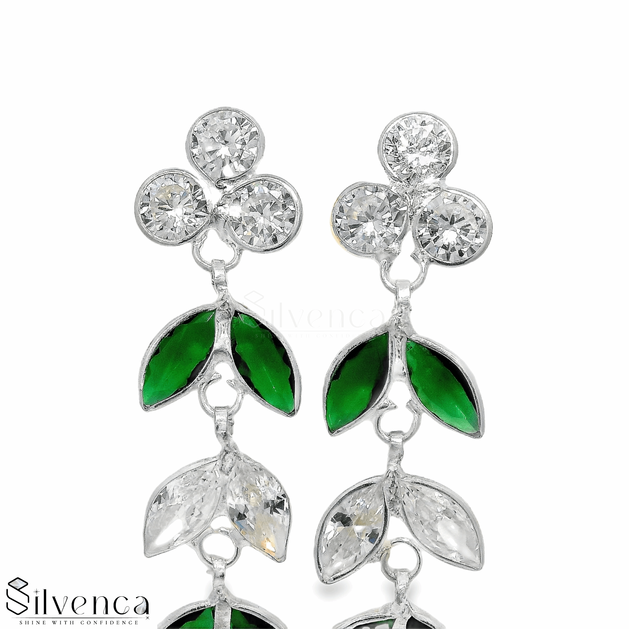 Elegant Floral Drop Earrings - Silvenca