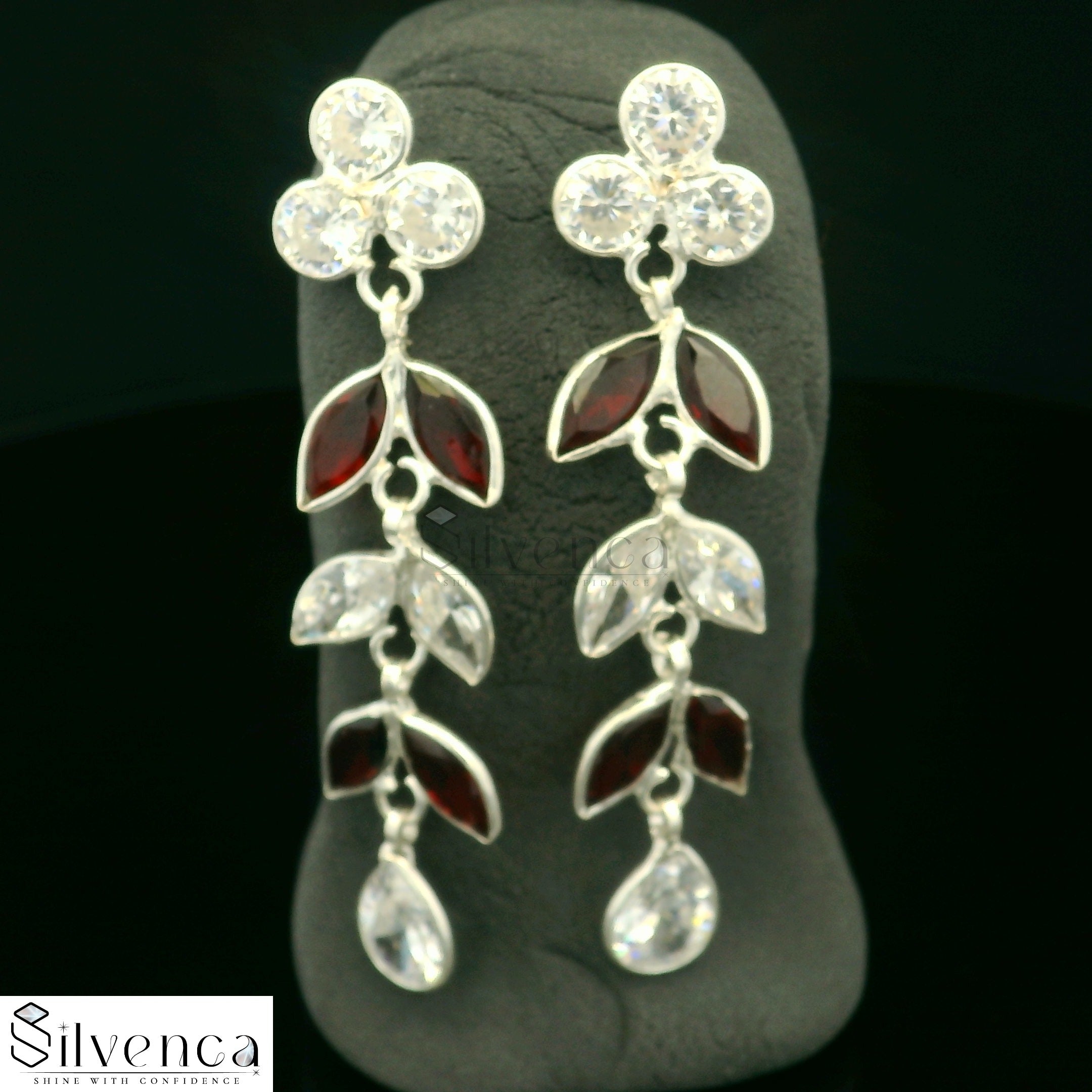Elegant Floral Drop Earrings - Silvenca