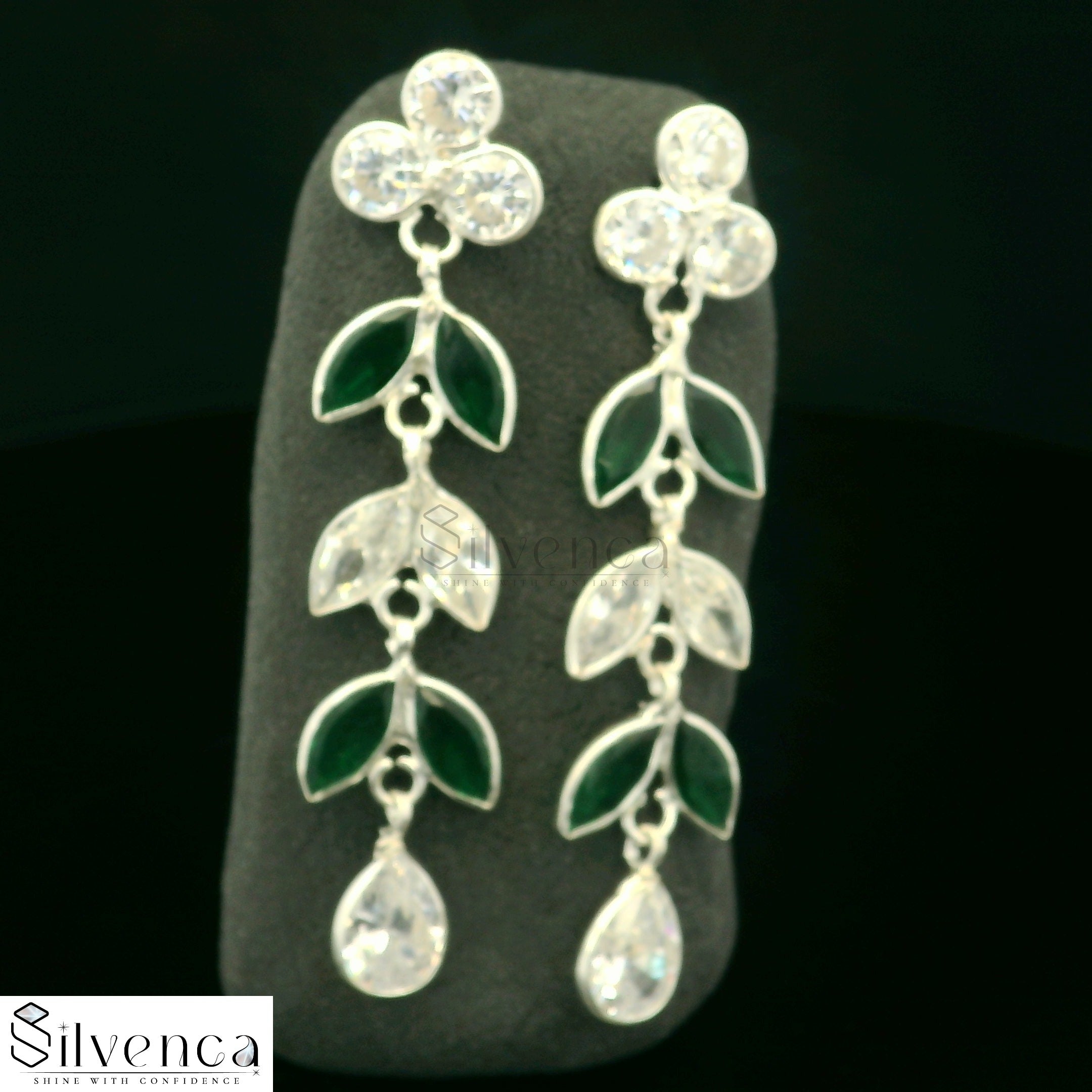 Elegant Floral Drop Earrings - Silvenca