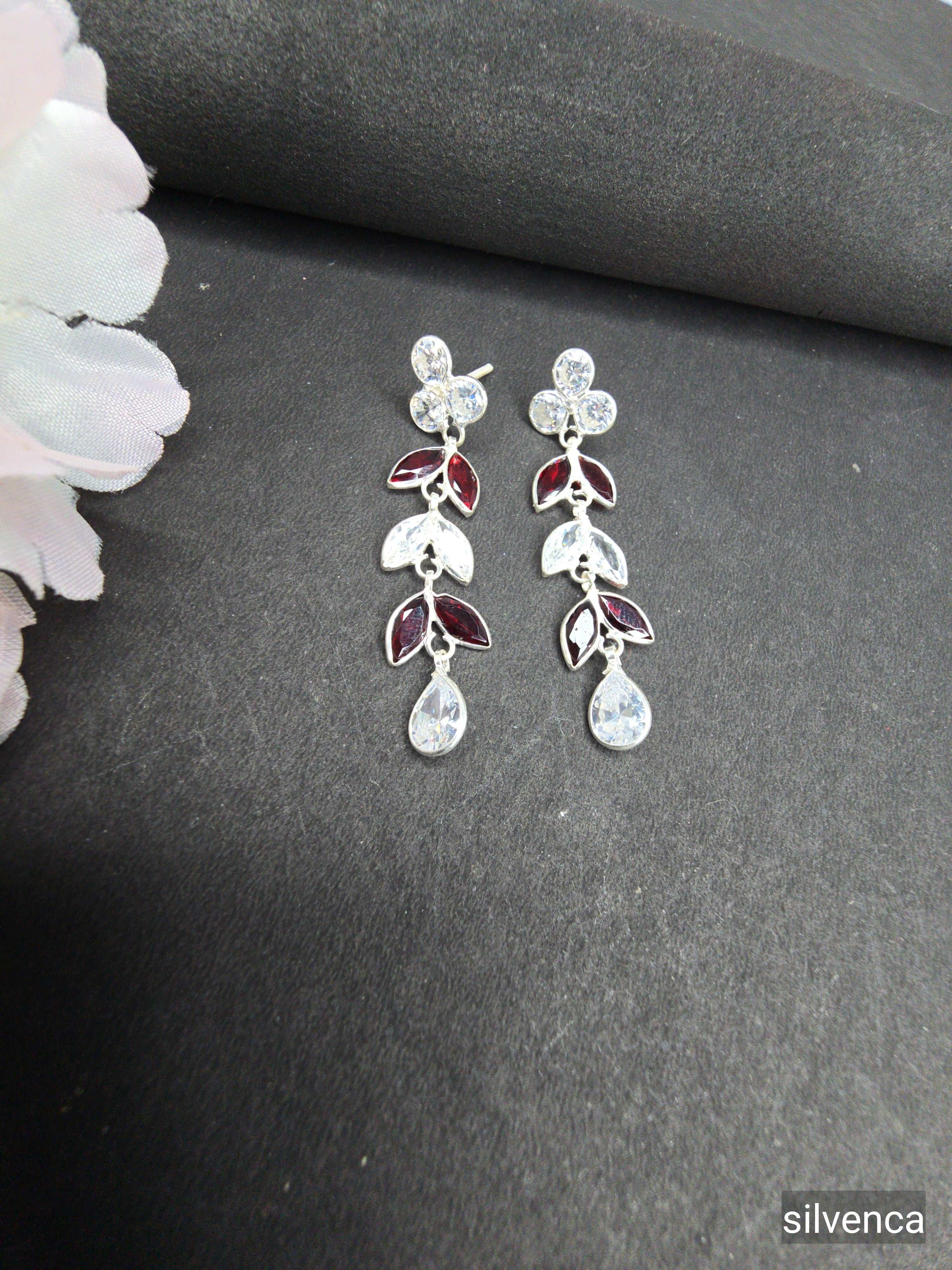 Elegant Floral Drop Earrings - Silvenca