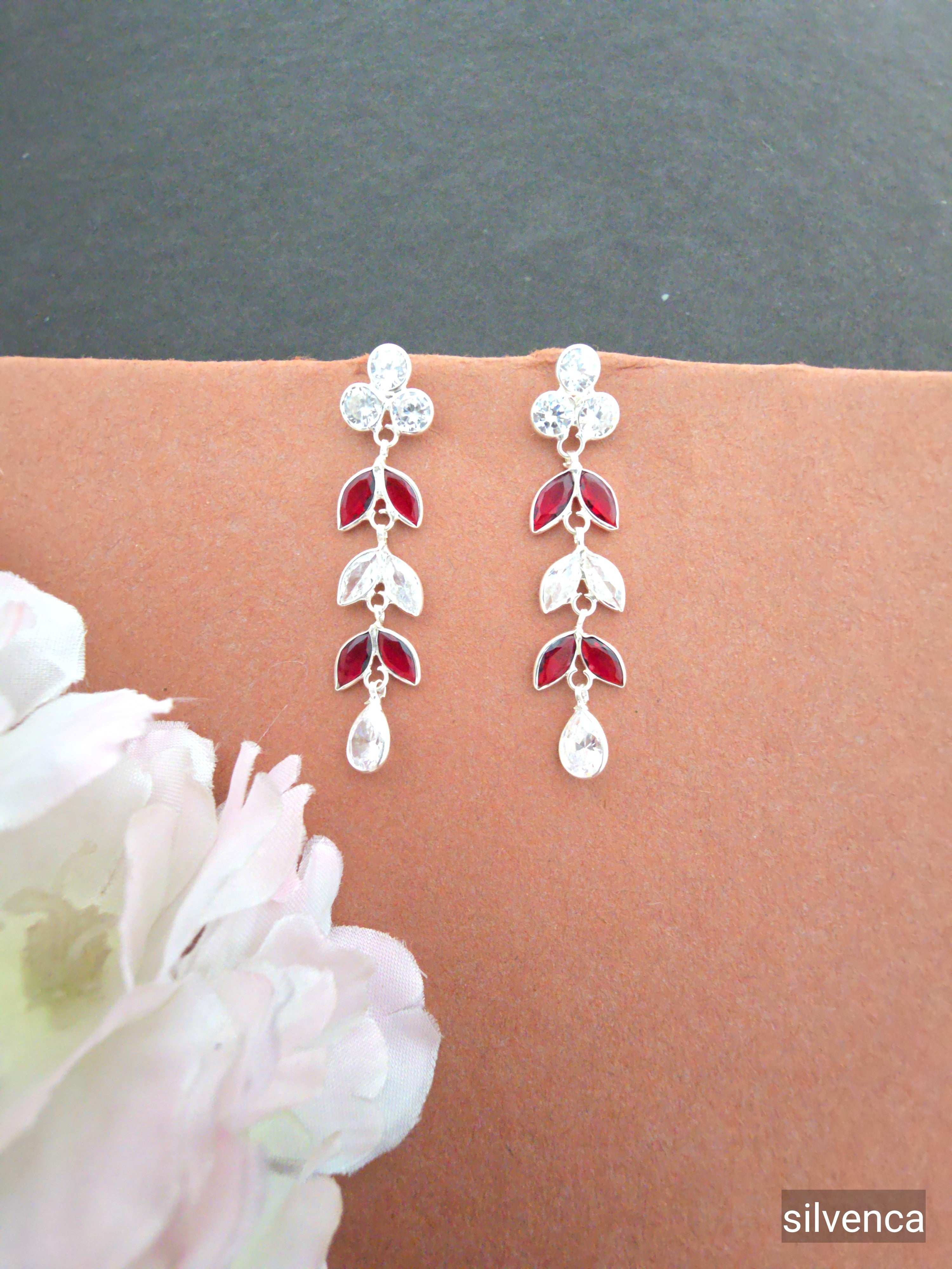 Elegant Floral Drop Earrings - Silvenca
