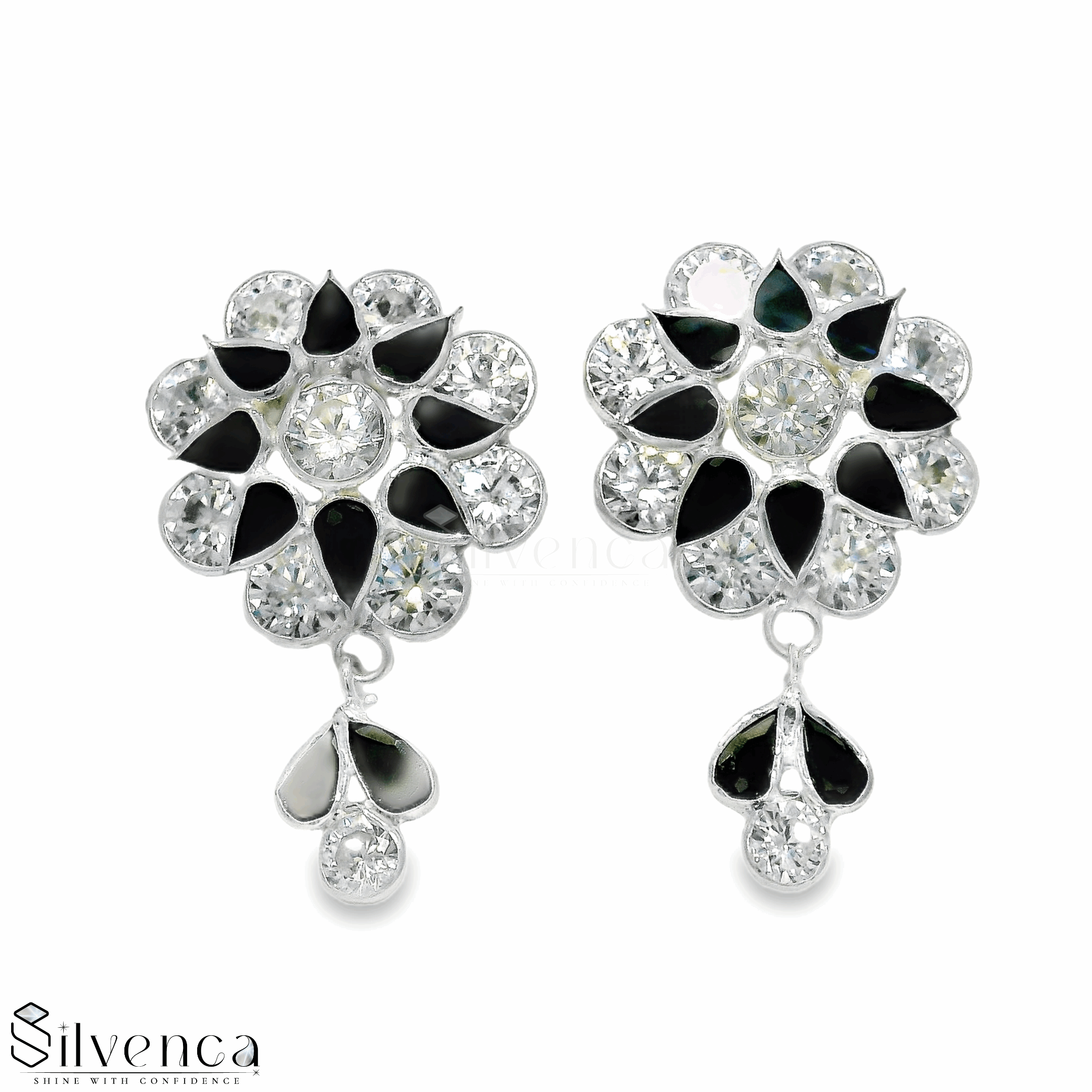 Elegant Green and Silver Earrings - Silvenca