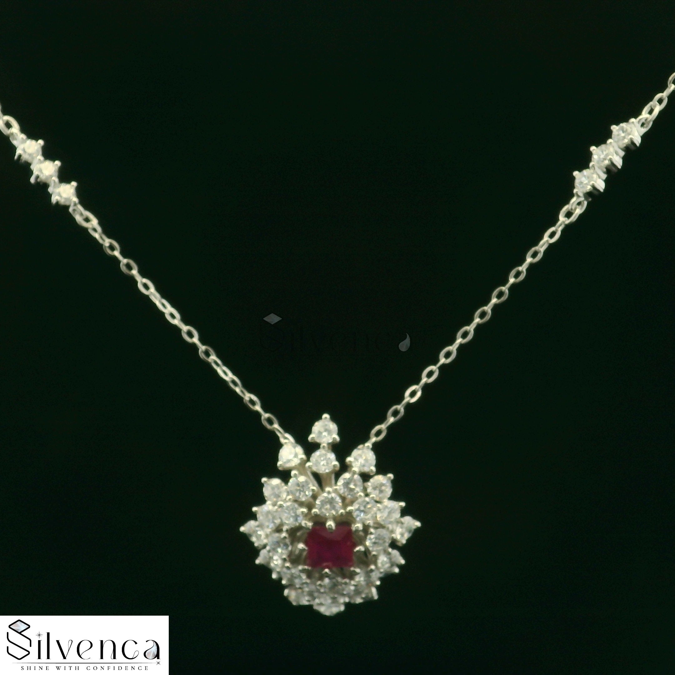 Elegant Ruby and Diamond Pendant - Silvenca