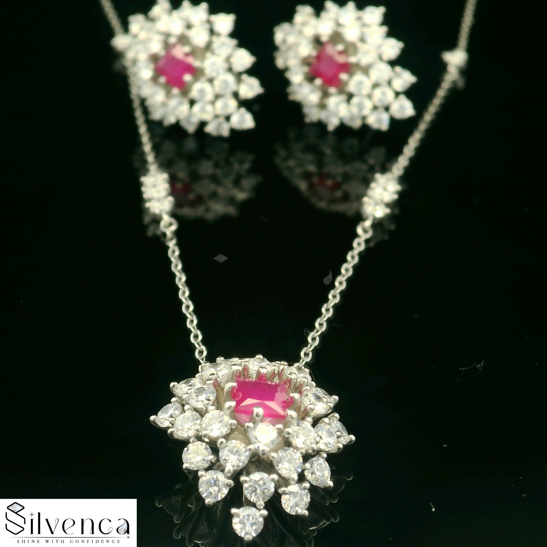 Elegant Ruby and Diamond Pendant - Silvenca