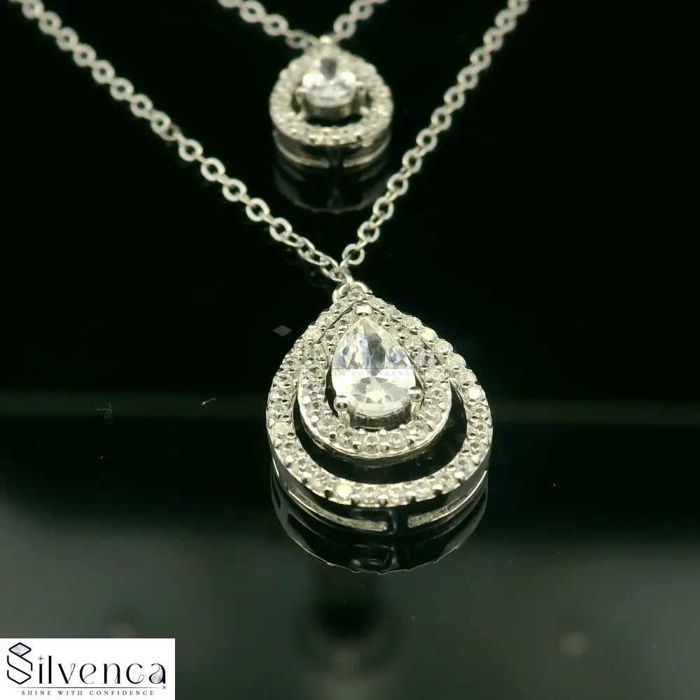 Elegant Silver Pendant with Sparkling Stones - Silvenca