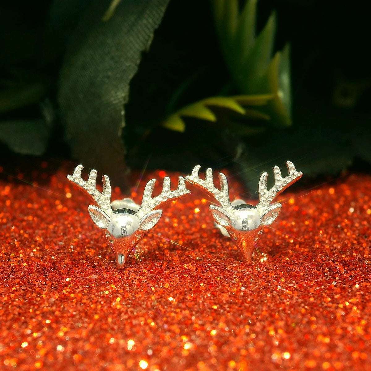 Elegant Silver Deer Earrings - Silvenca
