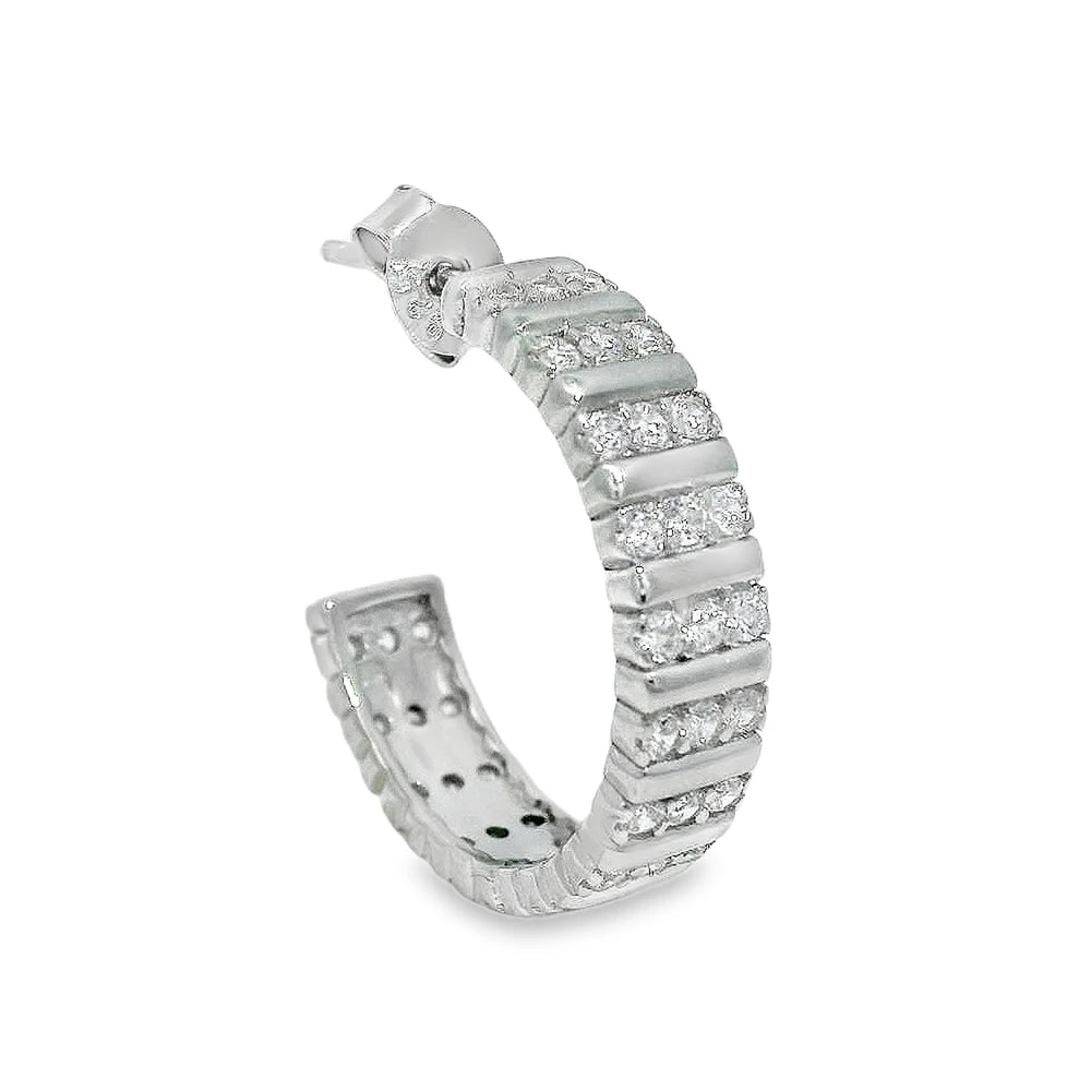 Elegant diamond hoop earring - Silvenca