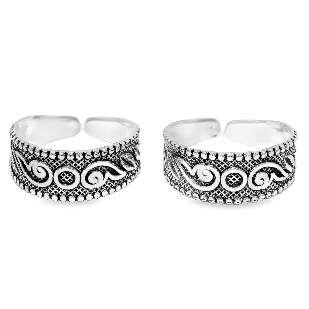 Engraving silver toe rings - Silvenca
