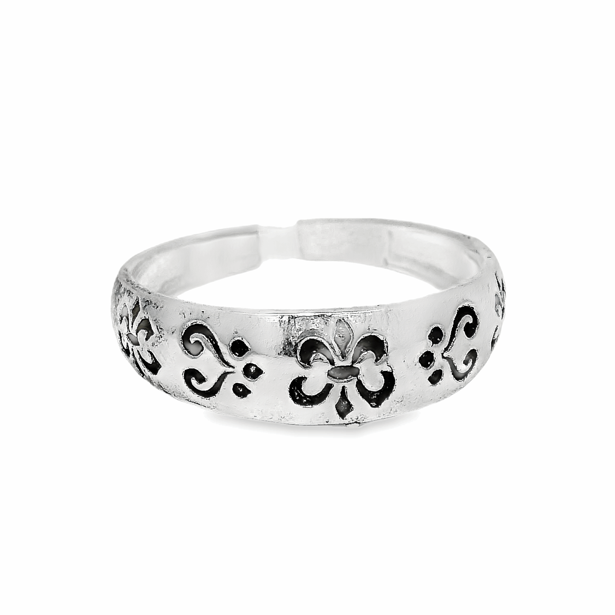 Floral design silver toe rings - Silvenca