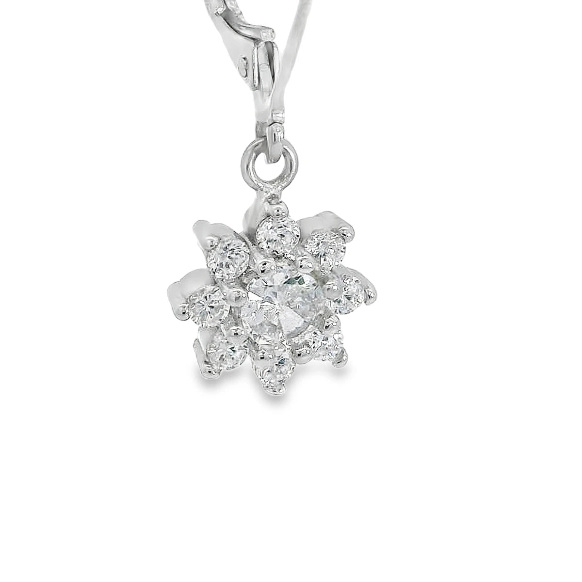 Floral zircon hoop loop earring - Silvenca