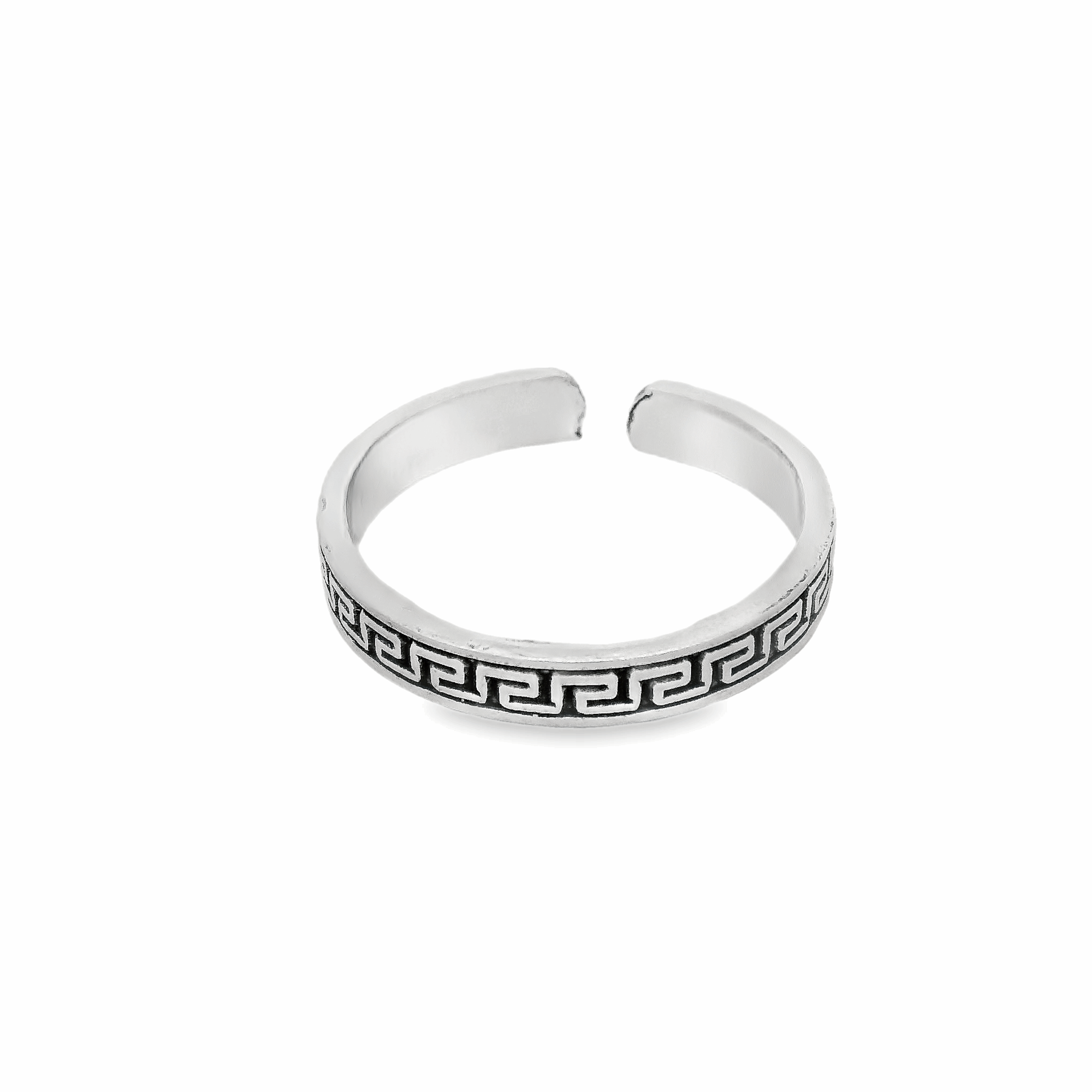 Greek motif silver toe rings - Silvenca