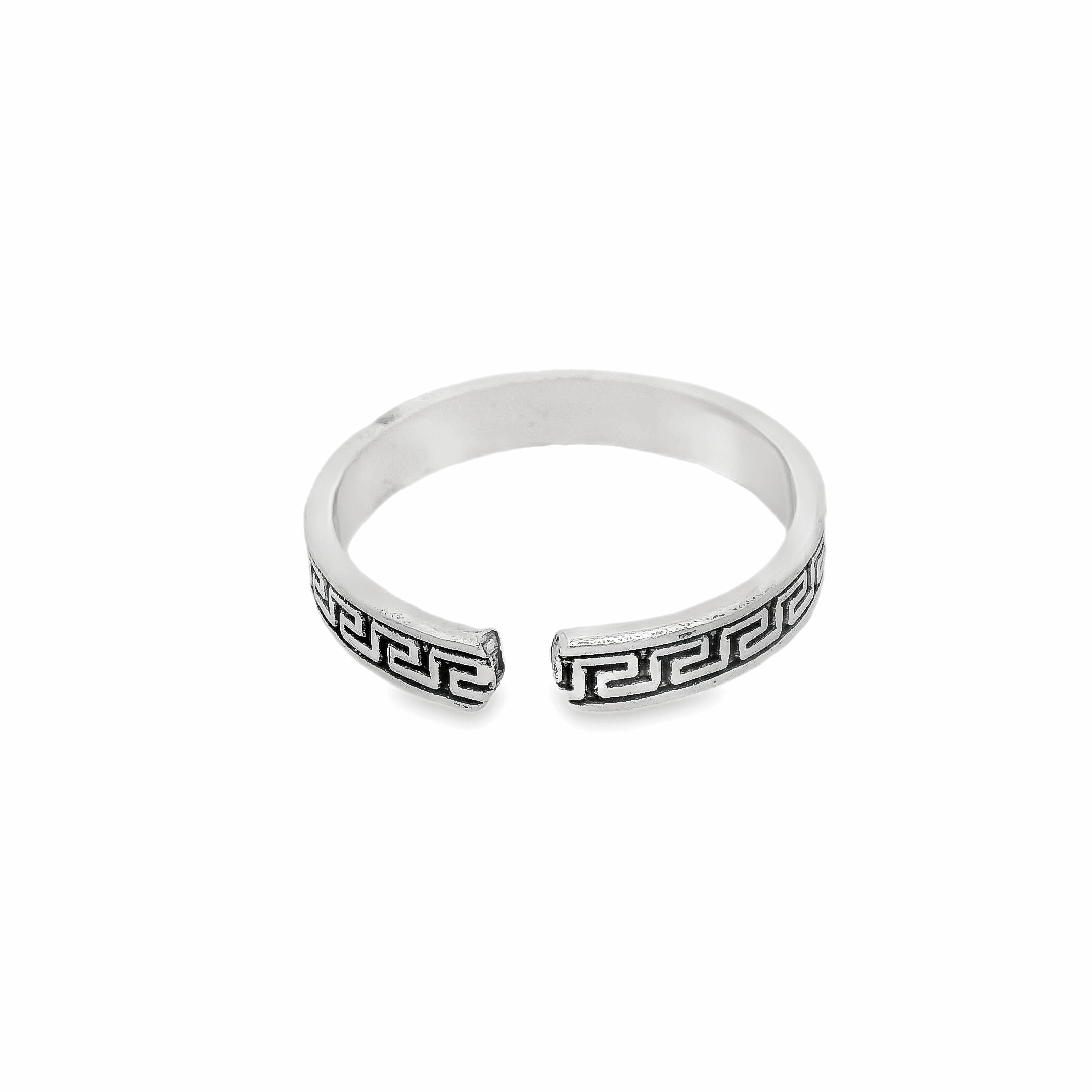 Greek motif silver toe rings - Silvenca