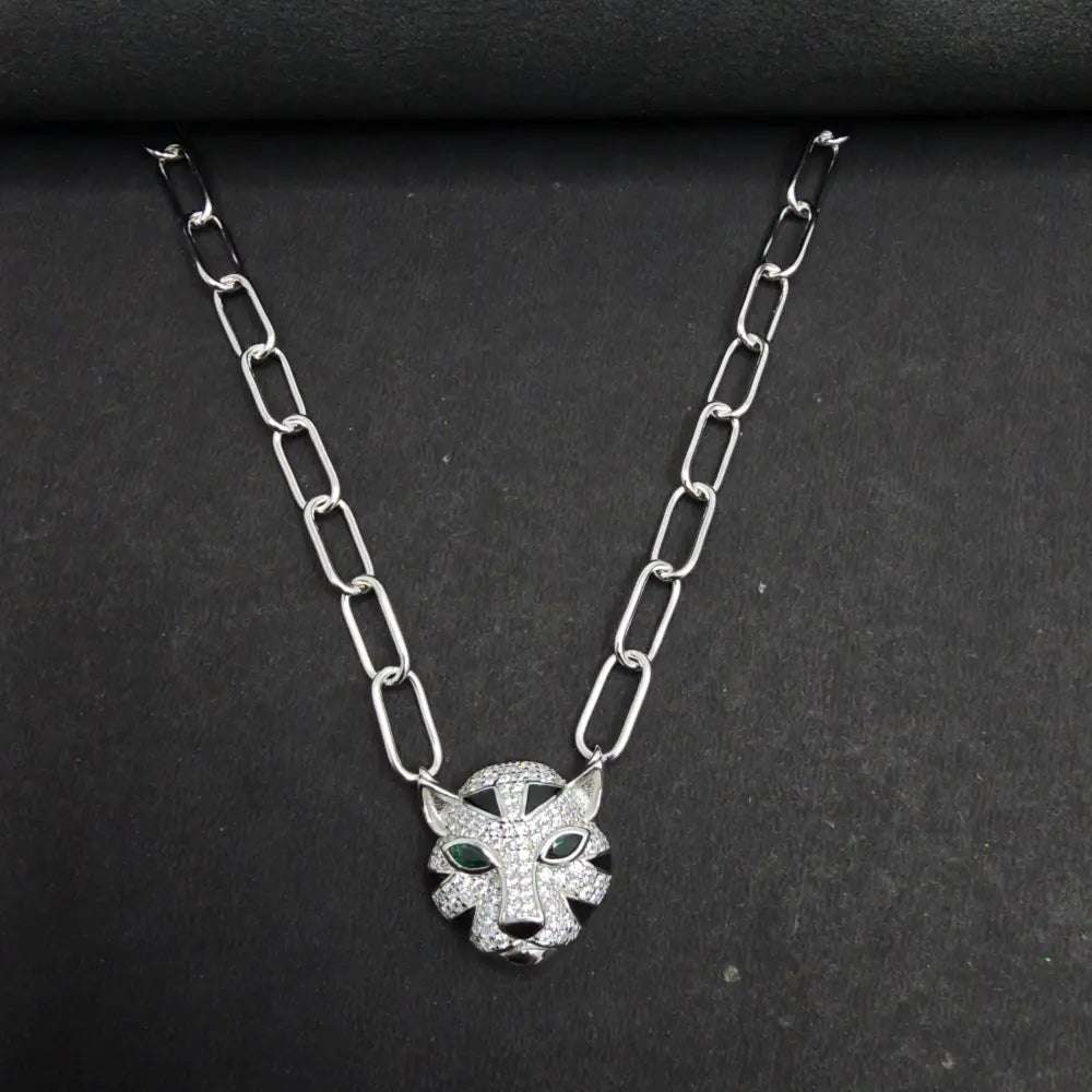 Green Eyed Panther Pendant Set - Silvenca