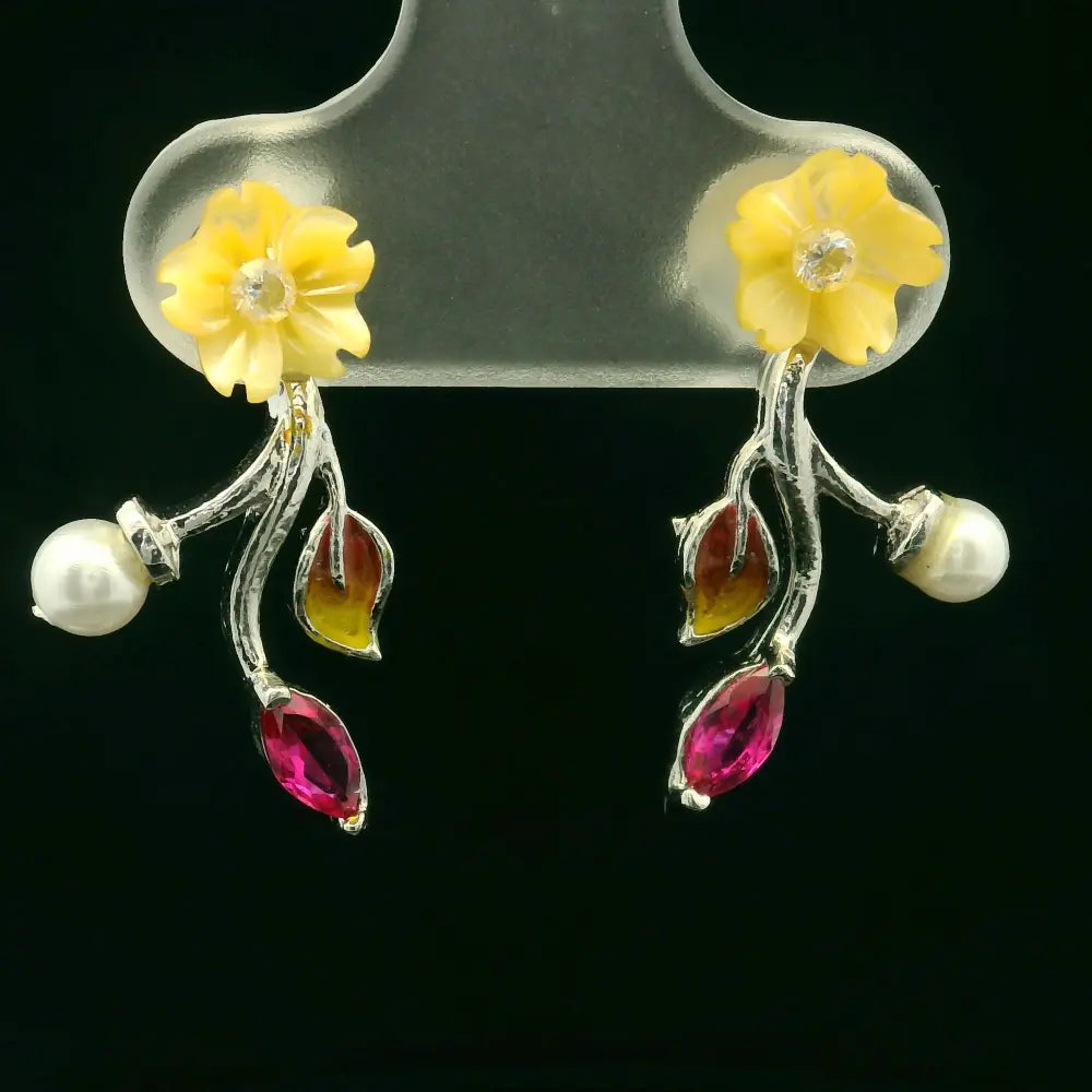 Stone Flower Frontal Necklace set - Silvenca