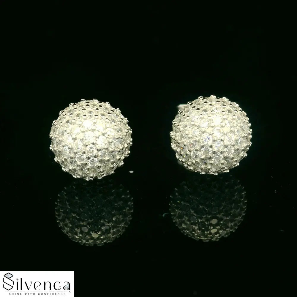 Sterling Silver Rhodium Plated Ball Pendant Earring Necklace Set - Silvenca