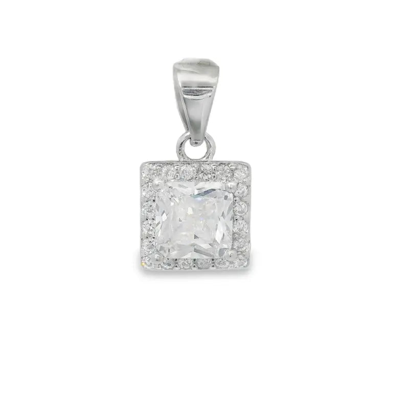 Elegant Square Pendant with Sparkling Accents - Silvenca