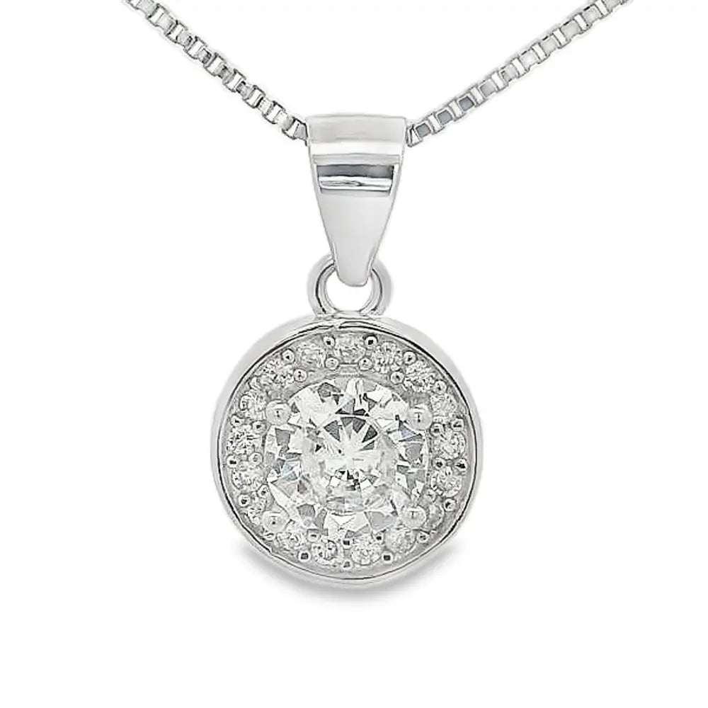 Elegant Silver Pendant with Sparkling Gemstone - Silvenca