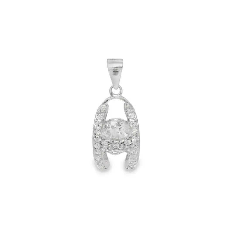 Elegant Silver Pendant with Sparkling Gem - Silvenca