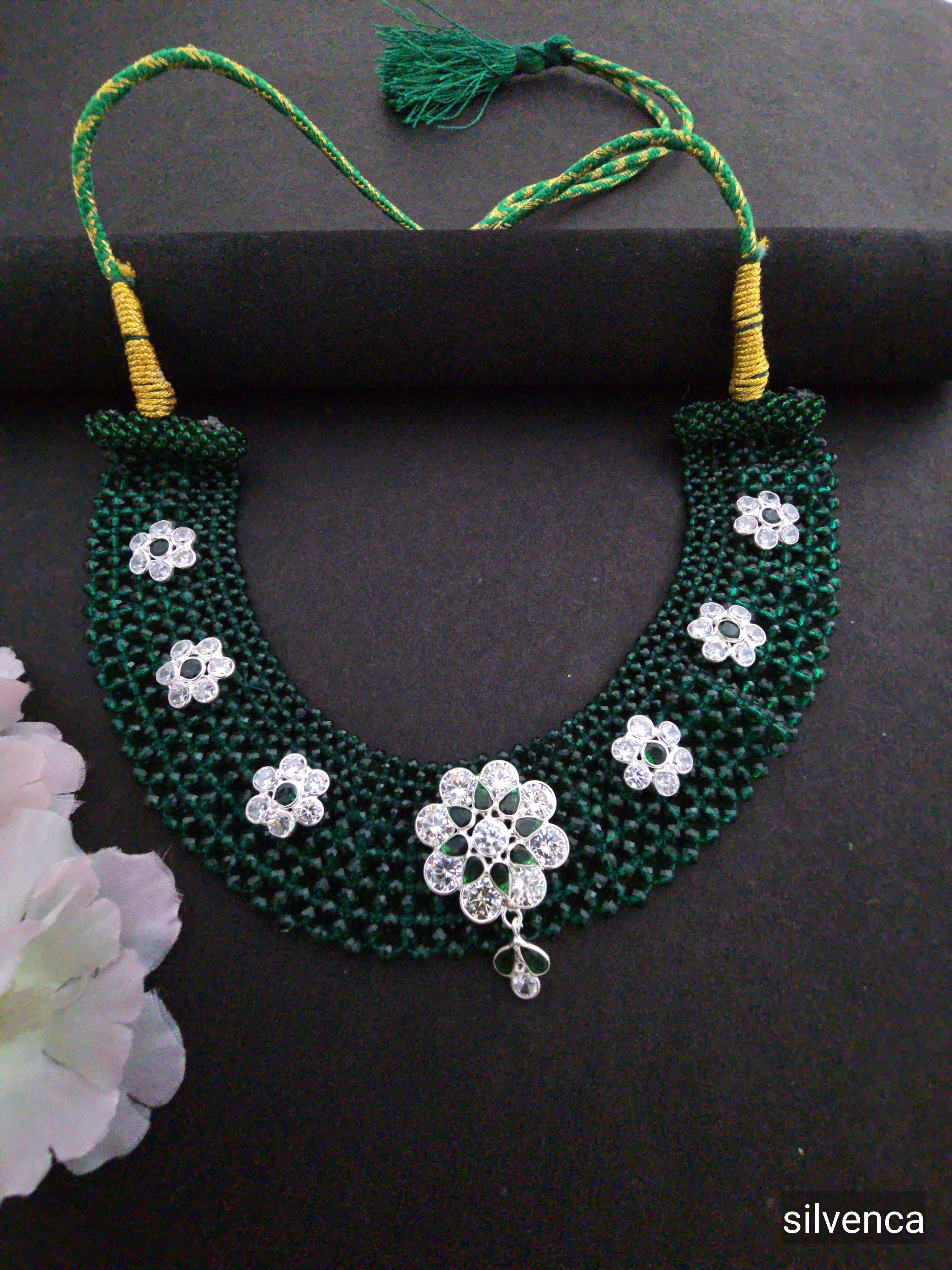 Pure Silver 925 Handmade Beaded Traditional Necklace - Silvenca