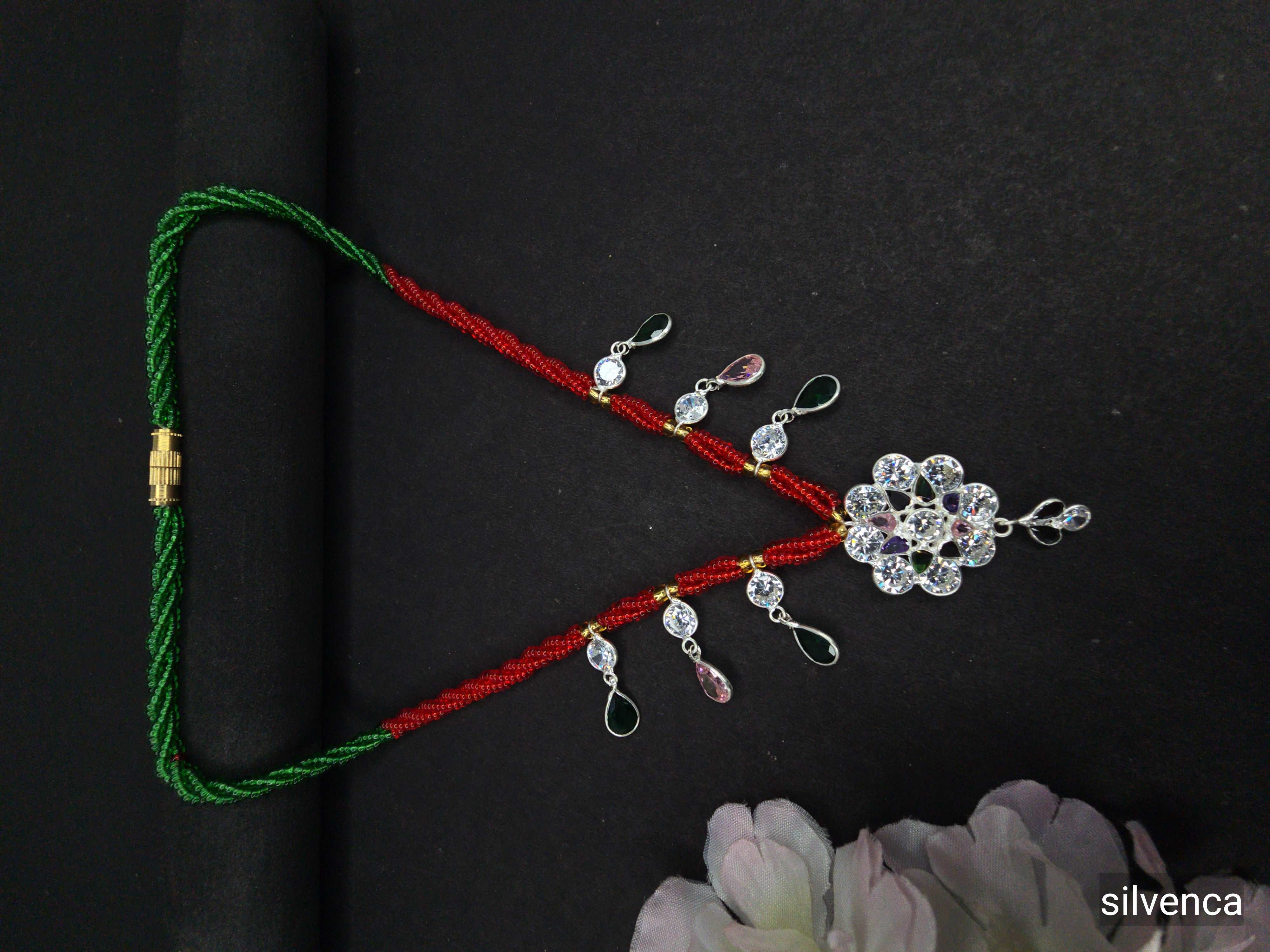 Rajasthani handmade BEADED PURE SILVER NECKLACE - Silvenca