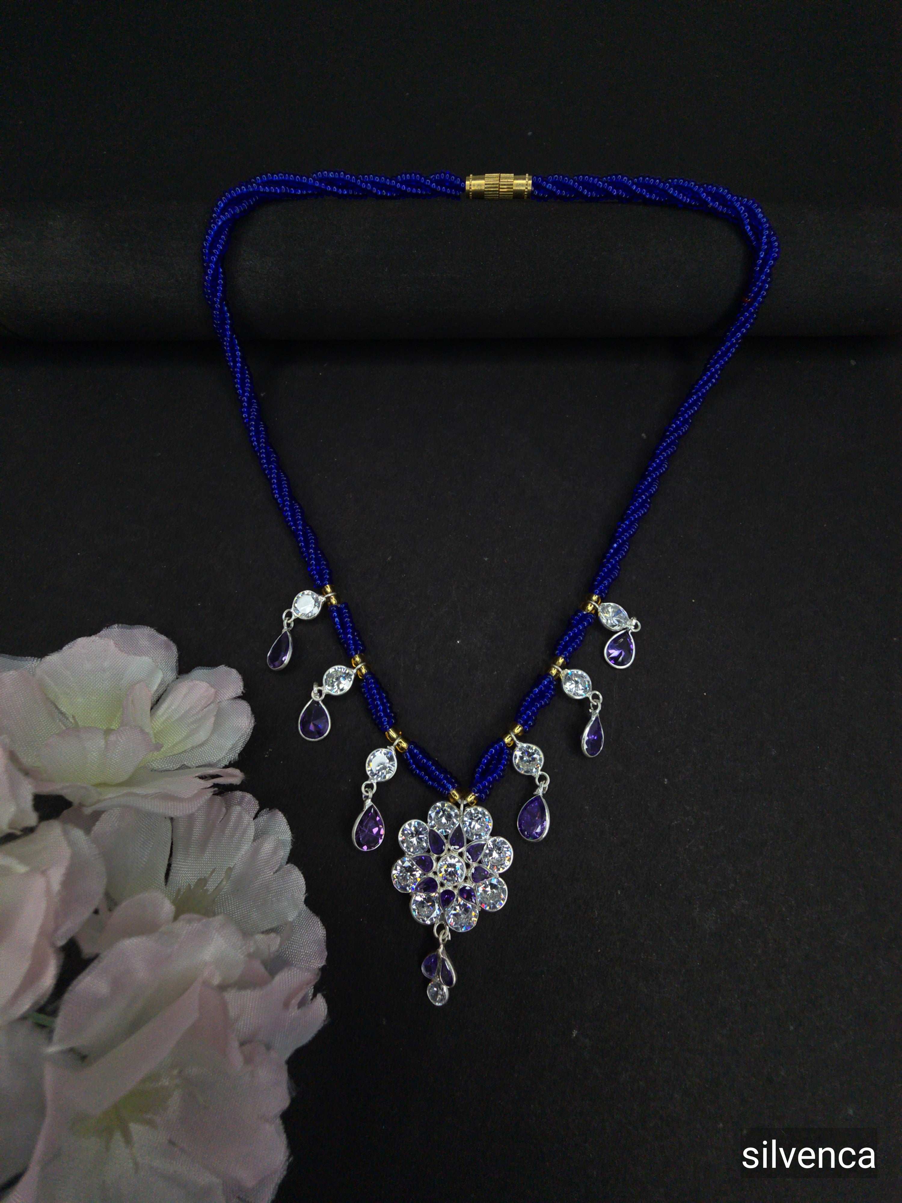 Rajasthani handmade BEADED PURE SILVER NECKLACE - Silvenca