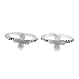 Silver cross toe rings - Silvenca