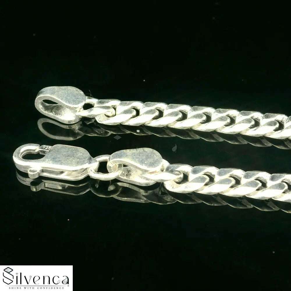 Solid 925 pure silver Cuban link chain for men and women - Silvenca