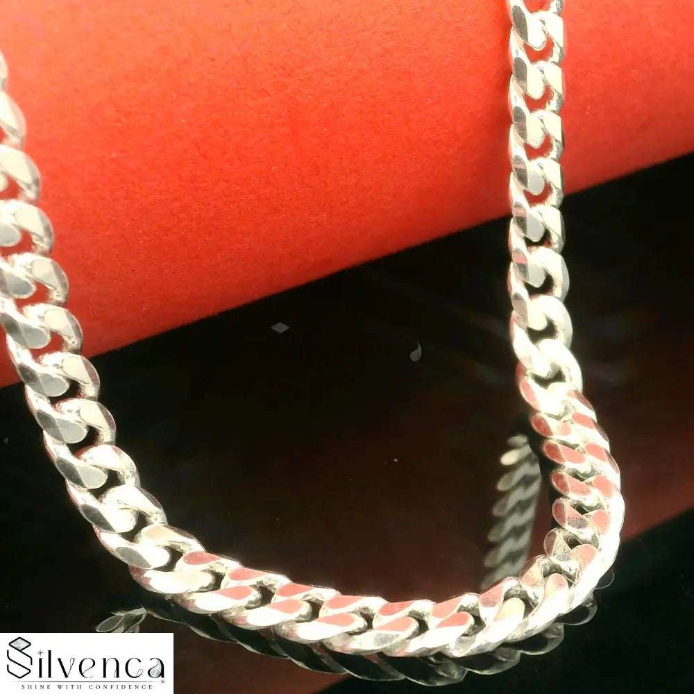 Solid 925 pure silver Cuban link chain for men and women - Silvenca