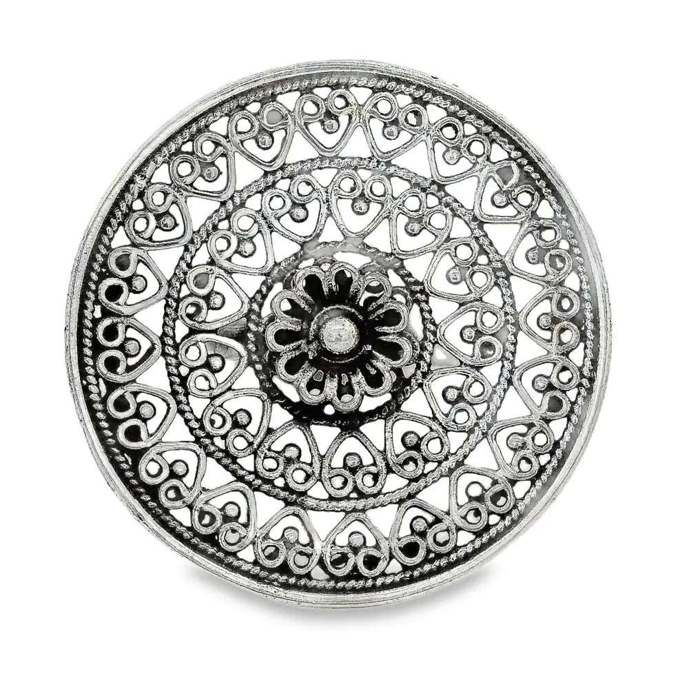 Stunning 925 Pure  Filigree Traditional Oxidised  Silver Ring for Women - Silvenca
