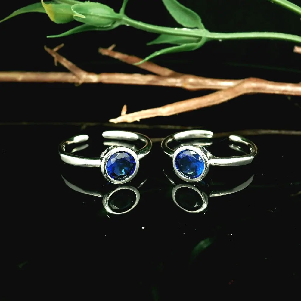 Blue gemstone toe rings - Silvenca