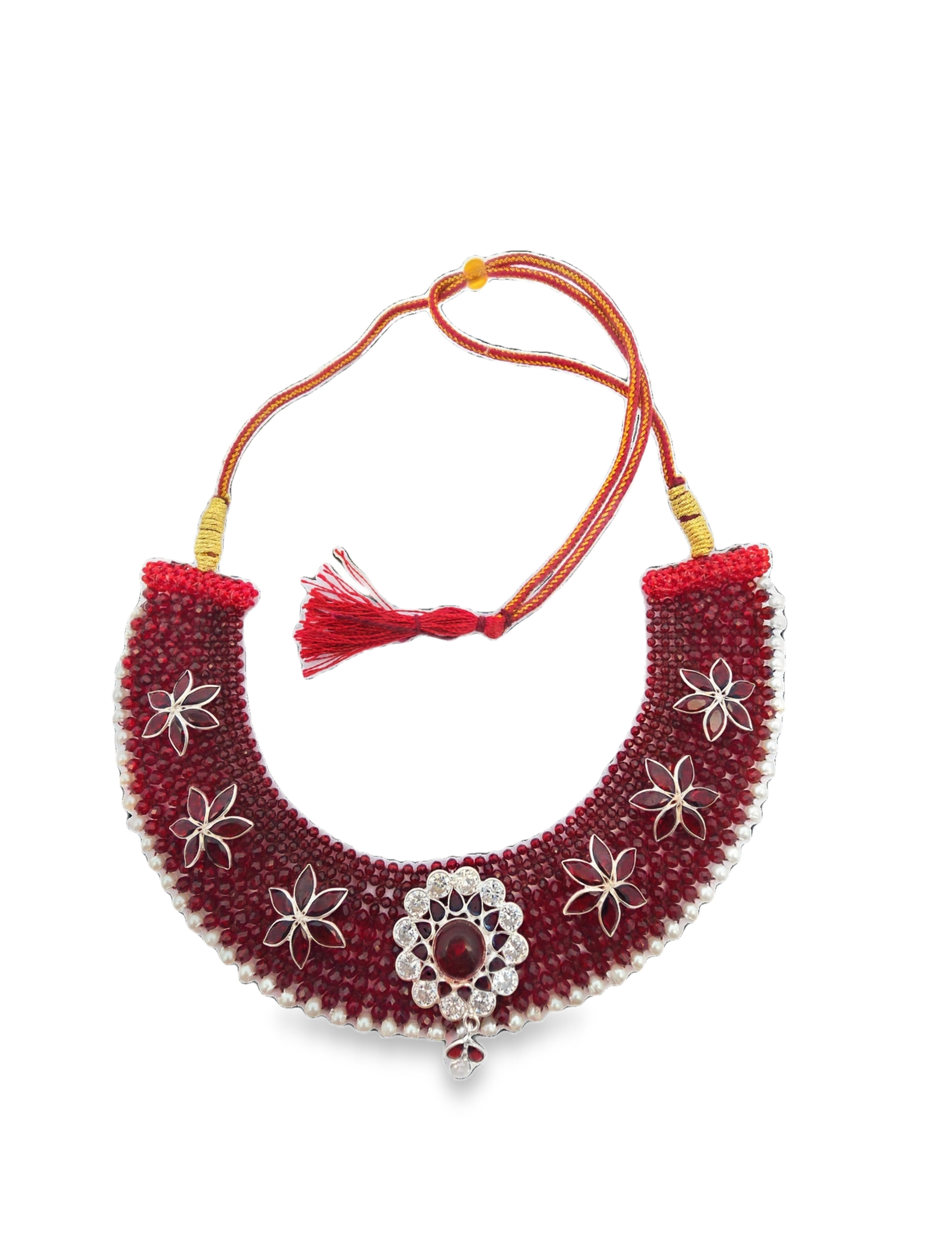 Traditional 925 Pure Silver Green Beaded Necklace - Silvenca