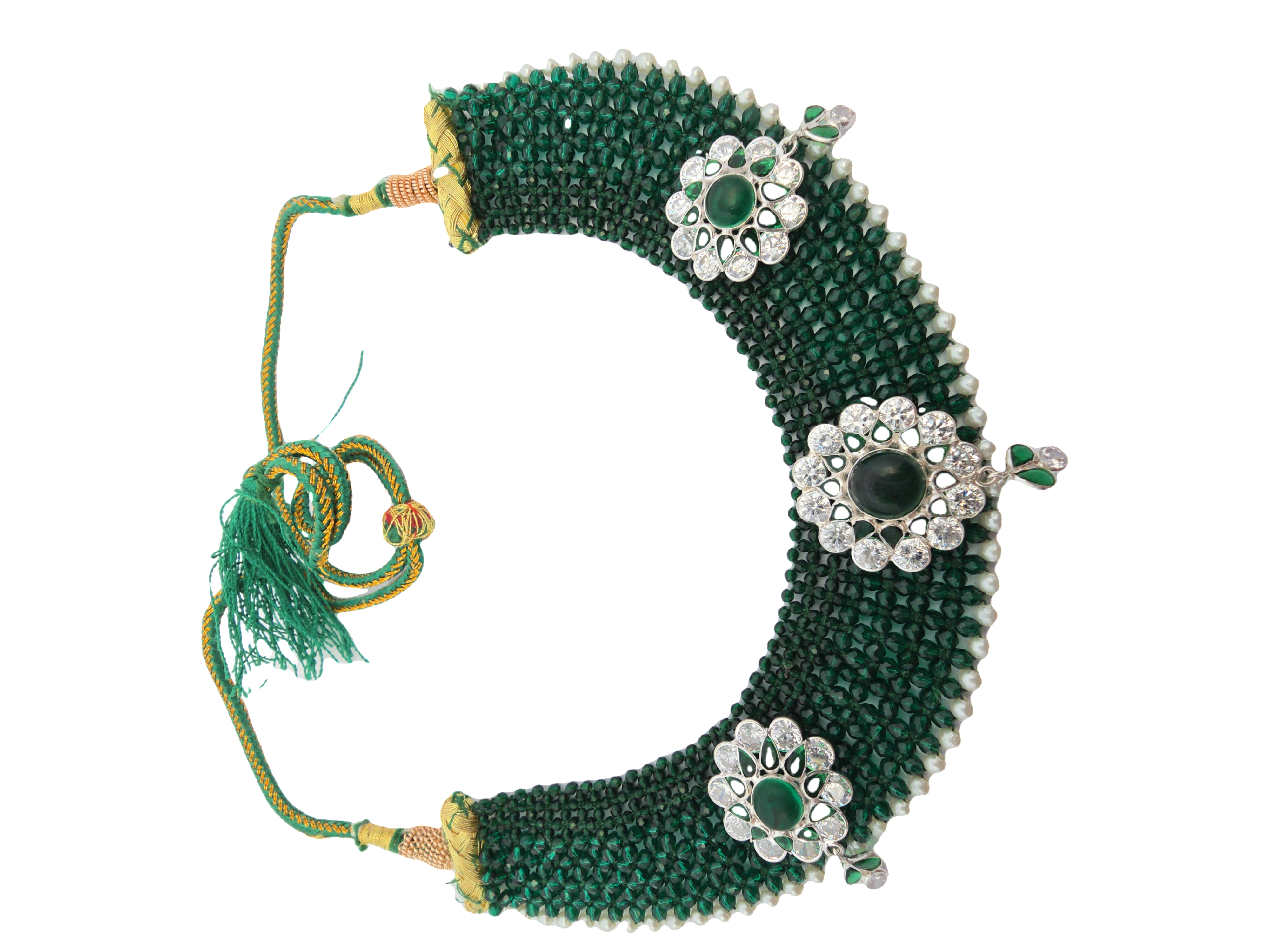 Traditional handmade beaded pure silver necklace - Silvenca