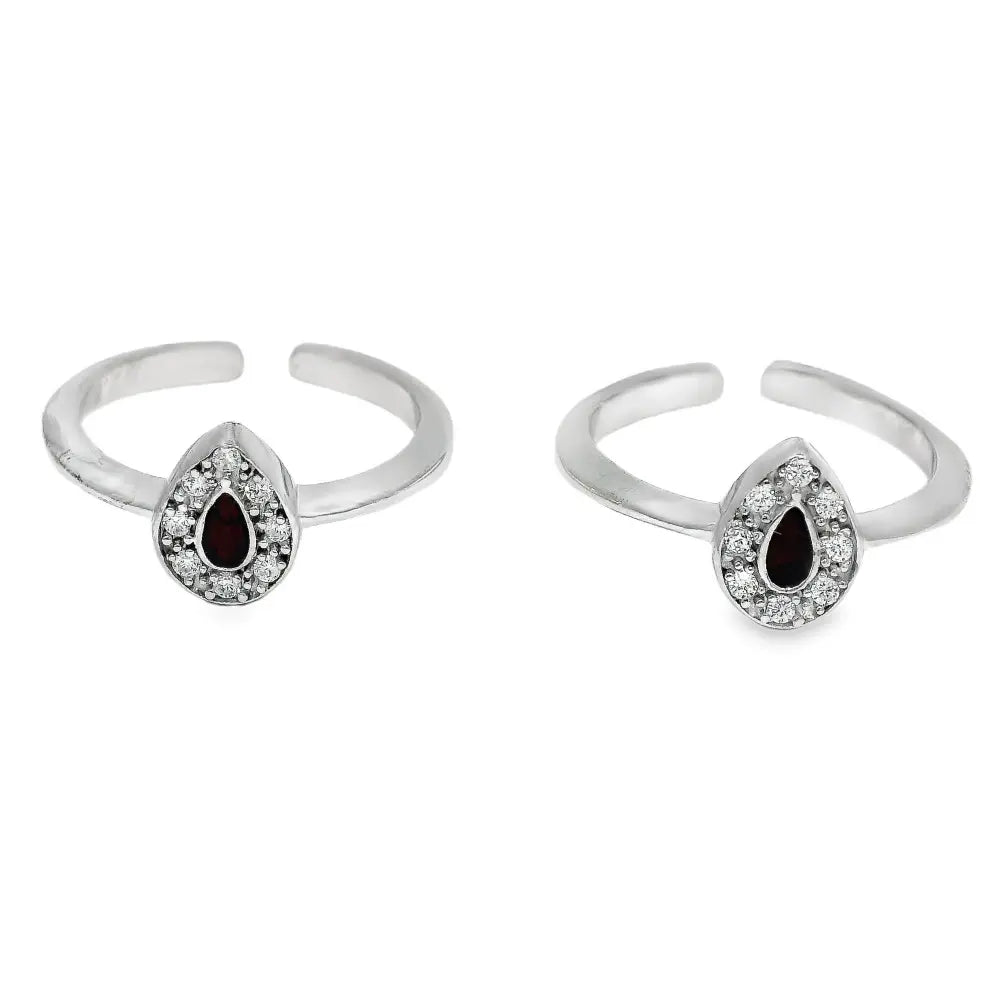 Vibrant red gemstones toe ring - Silvenca