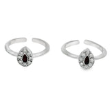 Vibrant red gemstones toe ring - Silvenca